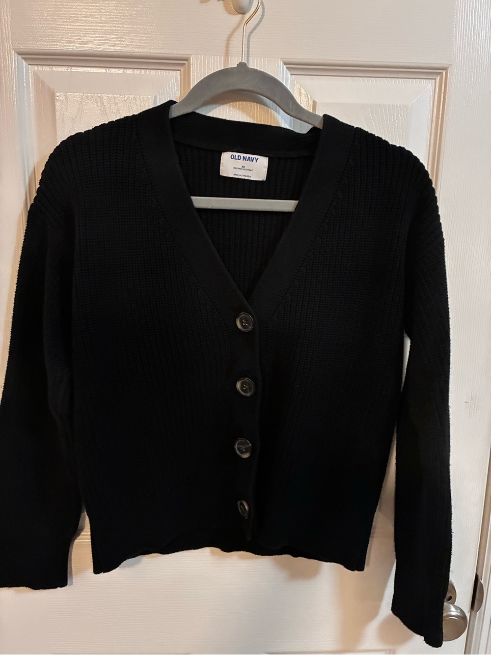 Old Navy Black V-Neck Button Front Cardigan Sweater